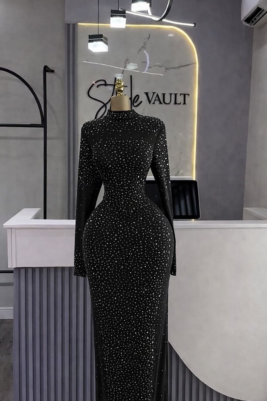 Black print maxi dress