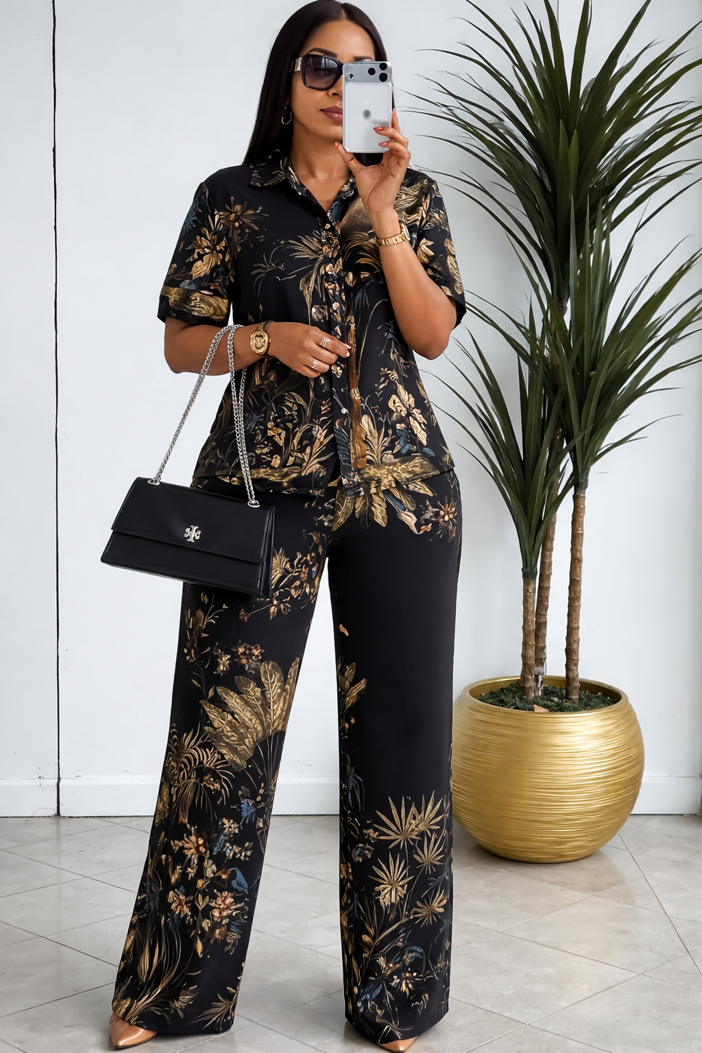 Dark flower print 2 piece set ✨️